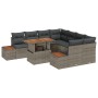 Juego de Sofá de Jardín Conjunto de 9 Gris Ratán y Madera by , Outdoor sofas - Ref: Foro24-3350056, Price: 627,51 €, Discount: %