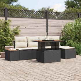 Conjunto de Sofá de Jardín 6 Piezas Negro y Crema Poliratán y Acero von , Outdoor-Sofas - Ref: Foro24-3350059, Preis: 416,39 ...