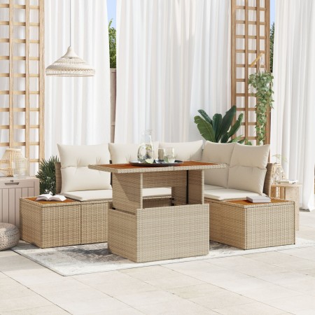 Conjunto de Sofá de Jardín Juego de 5 Beige Ratán de , Sofás de exterior - Ref: Foro24-3350068, Precio: 433,29 €, Descuento: %