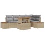 Set de Sofá de Jardín Conjunto de 6 Beige Ratán, Poliéster, Acero von , Outdoor-Sofas - Ref: Foro24-3350072, Preis: 473,40 €,...