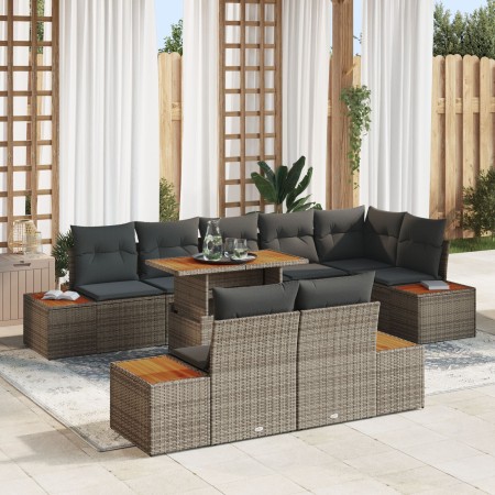 Set de sofá para jardín Set de 9 Gris, Madera Natural von , Outdoor-Sofas - Ref: Foro24-3350081, Preis: 715,35 €, Rabatt: %