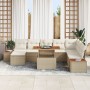 Conjunto de Sofá de Jardín Set de 9 Beige y crema Ratán y poliéster by , Outdoor sofas - Ref: Foro24-3350098, Price: 648,60 €...
