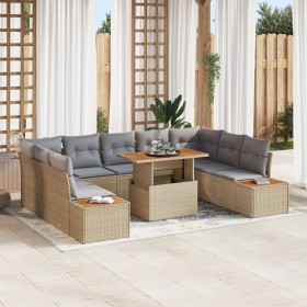 Set de Sofá de Jardín Set de 6 Beige, Gris Ratán, Poliéster de , Sofás de exterior - Ref: Foro24-3350102, Precio: 674,96 €, D...