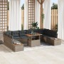 Juego de Comedor de Jardín de 11 Piezas con Cojines Gris de Poliratán Acacia by , Outdoor sofas - Ref: Foro24-3350106, Price:...