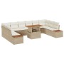Conjunto de Comedor de Jardín de 11 Piezas con Cojines Beige Poliratán Acacia von , Outdoor-Sofas - Ref: Foro24-3350108, Prei...