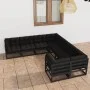Gartenmöbelset 8-teilig mit Kissen Kiefernholz schwarz von vidaXL, Gartensets - Ref: Foro24-3077028, Preis: 925,84 €, Rabatt: %