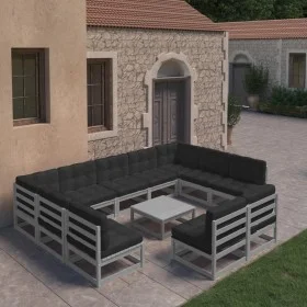10-piece garden furniture set with gray pine wood cushions by vidaXL, Garden sets - Ref: Foro24-3077221, Price: 892,88 €, Dis...