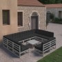 10-teiliges Gartenmöbel-Set mit Kissen aus grauem Kiefernholz von vidaXL, Gartensets - Ref: Foro24-3077221, Preis: 904,97 €, ...