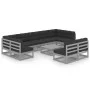10-teiliges Gartenmöbel-Set mit Kissen aus grauem Kiefernholz von vidaXL, Gartensets - Ref: Foro24-3077221, Preis: 905,08 €, ...