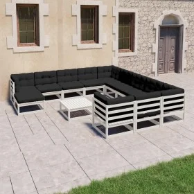 13-piece garden furniture set with white pine wood cushions by vidaXL, Garden sets - Ref: Foro24-3077110, Price: 1,00 €, Disc...