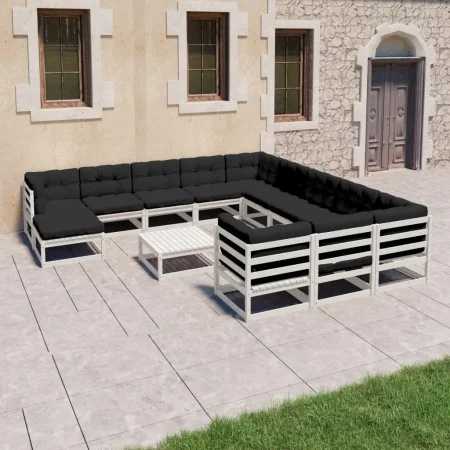 13-teiliges Gartenmöbel-Set mit Kissen aus weißem Kiefernholz von vidaXL, Gartensets - Ref: Foro24-3077110, Preis: 1,00 €, Ra...
