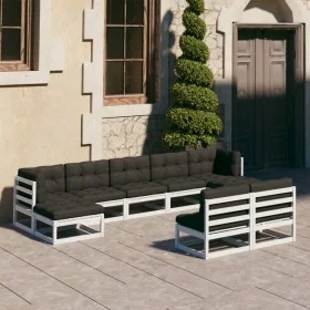 9-piece garden furniture set with white pine wood cushions by vidaXL, Garden sets - Ref: Foro24-3077135, Price: 817,96 €, Dis...