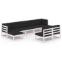 9-teiliges Gartenmöbel-Set mit Kissen aus weißem Kiefernholz von vidaXL, Gartensets - Ref: Foro24-3077135, Preis: 831,81 €, R...