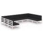 9-teiliges Gartenmöbel-Set mit Kissen aus weißem Kiefernholz von vidaXL, Gartensets - Ref: Foro24-3077195, Preis: 873,47 €, R...