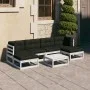Gartenmöbel-Set 7-teilig mit Kissen aus massivem weißem Kiefernholz. von vidaXL, Gartensets - Ref: Foro24-3077120, Preis: 595...