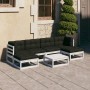 Set muebles jardín 7 pzas con cojines madera maciza pino blanco by vidaXL, Garden sets - Ref: Foro24-3077120, Price: 602,94 €...