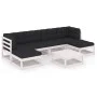Gartenmöbel-Set 7-teilig mit Kissen aus massivem weißem Kiefernholz. von vidaXL, Gartensets - Ref: Foro24-3077120, Preis: 595...