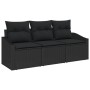 Juego de Sofá de Jardín Conjunto de 3 Negro Ratán, Tela by , Outdoor sofas - Ref: Foro24-3355252, Price: 242,52 €, Discount: %