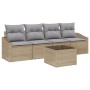 Juego de Comedor de Jardín de 5 Piezas con Cojines Beige de Ratán Poliéster by , Outdoor sofas - Ref: Foro24-3355259, Price: ...