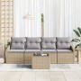 Juego de Comedor de Jardín de 5 Piezas con Cojines Beige de Ratán Poliéster by , Outdoor sofas - Ref: Foro24-3355259, Price: ...