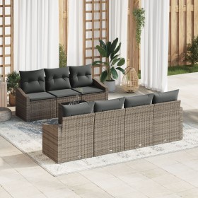Conjunto de Comedor Jardín de 8 Piezas con Cojines Grises de Ratán Poliéster von , Outdoor-Sofas - Ref: Foro24-3355298, Preis...