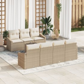 Conjunto de Sofá de Jardín Conjunto de 8 Beige Ratán, Poliéster by , Outdoor sofas - Ref: Foro24-3355300, Price: 592,66 €, Di...