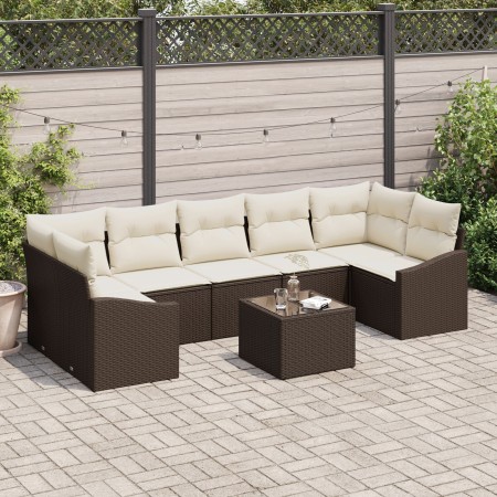 Juego de Sofás de Jardín de 8 Piezas con Cojines Marrón Ratán Poli von , Outdoor-Sofas - Ref: Foro24-3355307, Preis: 543,81 €...