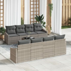 Conjunto de Sofás de Jardín de 7 Piezas con Cojines Gris Claro Ratán Poliéster von , Outdoor-Sofas - Ref: Foro24-3355321, Pre...