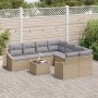 Conjunto de Sofá de Jardín Juego de 9 Beige, Gris Ratán, Poliéster by , Outdoor sofas - Ref: Foro24-3355329, Price: 626,57 €,...