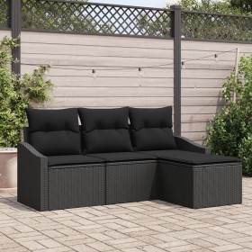 Juego de Sofá de Jardín de 4 Piezas con Cojines de Poliratán Negro von , Outdoor-Sofas - Ref: Foro24-3355342, Preis: 293,22 €...