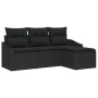 Juego de Sofá de Jardín de 4 Piezas con Cojines de Poliratán Negro by , Outdoor sofas - Ref: Foro24-3355342, Price: 293,22 €,...