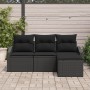 Juego de Sofá de Jardín de 4 Piezas con Cojines de Poliratán Negro by , Outdoor sofas - Ref: Foro24-3355342, Price: 293,22 €,...