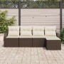 Conjunto de Sofá de Jardín Set de 5 Marrón Ratán de , Sofás de exterior - Ref: Foro24-3355347, Precio: 336,85 €, Descuento: %
