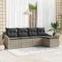 Juego de Sofá de Jardín Set de 5 Beige Ratán, Tela de Poliéster von , Outdoor-Sofas - Ref: Foro24-3355351, Preis: 344,28 €, R...