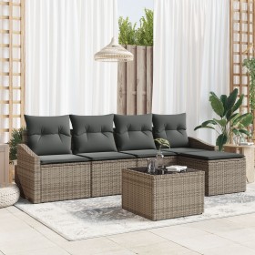 Conjunto comedor jardín 5 piezas con cojines Ratán negro by , Outdoor sofas - Ref: Foro24-3355358, Price: 394,10 €, Discount: %