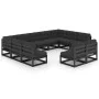 Set de muebles de jardín 11 pzas con cojines madera pino negro de vidaXL, Conjuntos de jardín - Ref: Foro24-3077228, Precio: ...