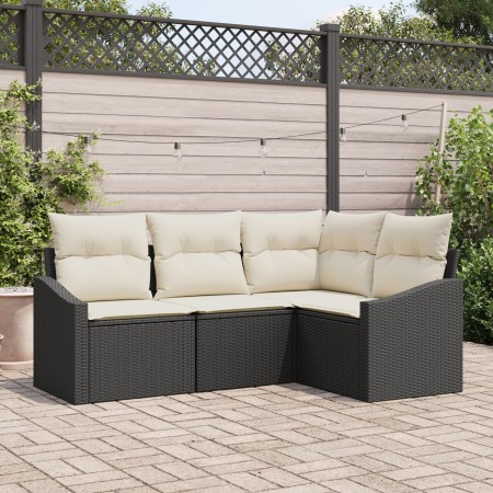 Juego de Sofás de Jardín Set de 4 Negro Ratán Sintético by , Outdoor sofas - Ref: Foro24-3355366, Price: 305,97 €, Discount: %