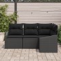 Conjunto de Sofá de Jardín Conjunto de 4 Negro Ratán, Tela by , Outdoor sofas - Ref: Foro24-3355372, Price: 328,72 €, Discoun...