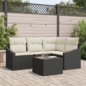 Conjunto de Sofás de Jardín Set de 5 Cojines beige y estructura negra de , Sofás de exterior - Ref: Foro24-3355376, Precio: 3...