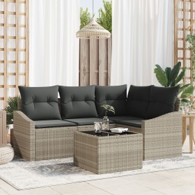 Juego de Sofás de Jardín 5 Piezas Beige, Gris Oscuro by , Outdoor sofas - Ref: Foro24-3355381, Price: 375,68 €, Discount: %