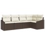 Juego de Sofá de Jardín Set de 5 Marrón, Crema Ratán, Poliéster by , Outdoor sofas - Ref: Foro24-3355387, Price: 385,03 €, Di...