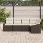 Juego de Sofá de Jardín Set de 5 Marrón, Crema Ratán, Poliéster by , Outdoor sofas - Ref: Foro24-3355387, Price: 385,03 €, Di...