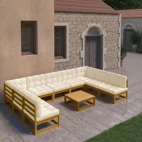 Gartenmöbel-Set 10 Stück honigbraune Kissen aus Kiefernholz von vidaXL, Gartensets - Ref: Foro24-3077202, Preis: 959,28 €, Ra...