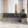 Juego de Comedor de Jardín de 6 Piezas con Cojines Gris Ratán Poliéster von , Outdoor-Sofas - Ref: Foro24-3355408, Preis: 422...