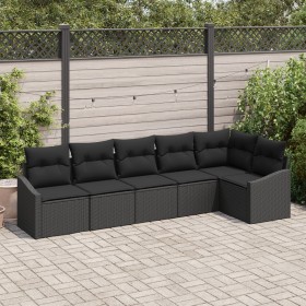 Juego de Sofá de Jardín Set de 6 Negro Poliratán, Poliéster, Acero von , Outdoor-Sofas - Ref: Foro24-3355412, Preis: 431,57 €...