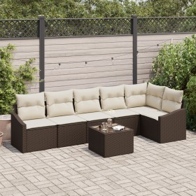 Conjunto de Sofás de Jardín Conjunto de 7 Marrón, Crema by , Outdoor sofas - Ref: Foro24-3355417, Price: 486,31 €, Discount: %