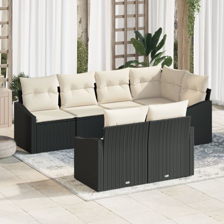 Conjunto de comedor de jardín de 7 piezas con cojines de ratán negro by , Outdoor sofas - Ref: Foro24-3355426, Price: 535,75 ...