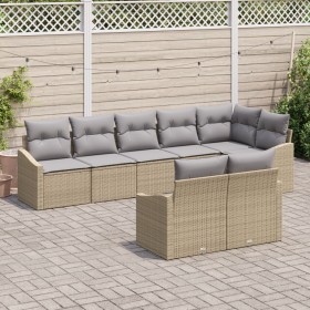 Conjunto de Comedor de Jardín de 8 Piezas con Cojines Beige Poliratán von , Outdoor-Sofas - Ref: Foro24-3355439, Preis: 604,4...