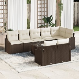 Juego de comedor de jardín Conjunto de 9 Crema y marrón von , Outdoor-Sofas - Ref: Foro24-3355447, Preis: 650,12 €, Rabatt: %