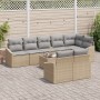 Set de Comedor de Jardín de 9 Piezas con Cojines de Ratán de Polietileno Negro de , Sofás de exterior - Ref: Foro24-3355449, ...